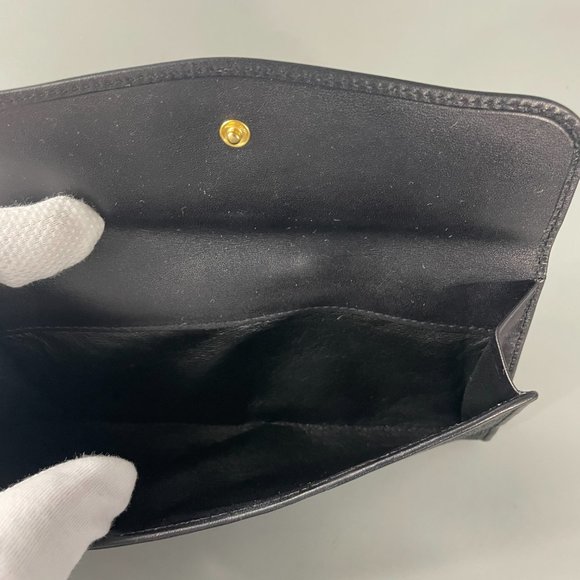 Authentic Vintage Gucci GG Monogram Canvas Black Leather Trim Long Wallet, Black - Picture 13 of 15